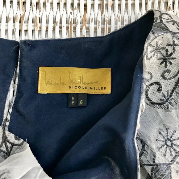 {Nicole Miller} Techno Metal Ruched Designer Party Dress • Size 6 - Picture 5 of 9